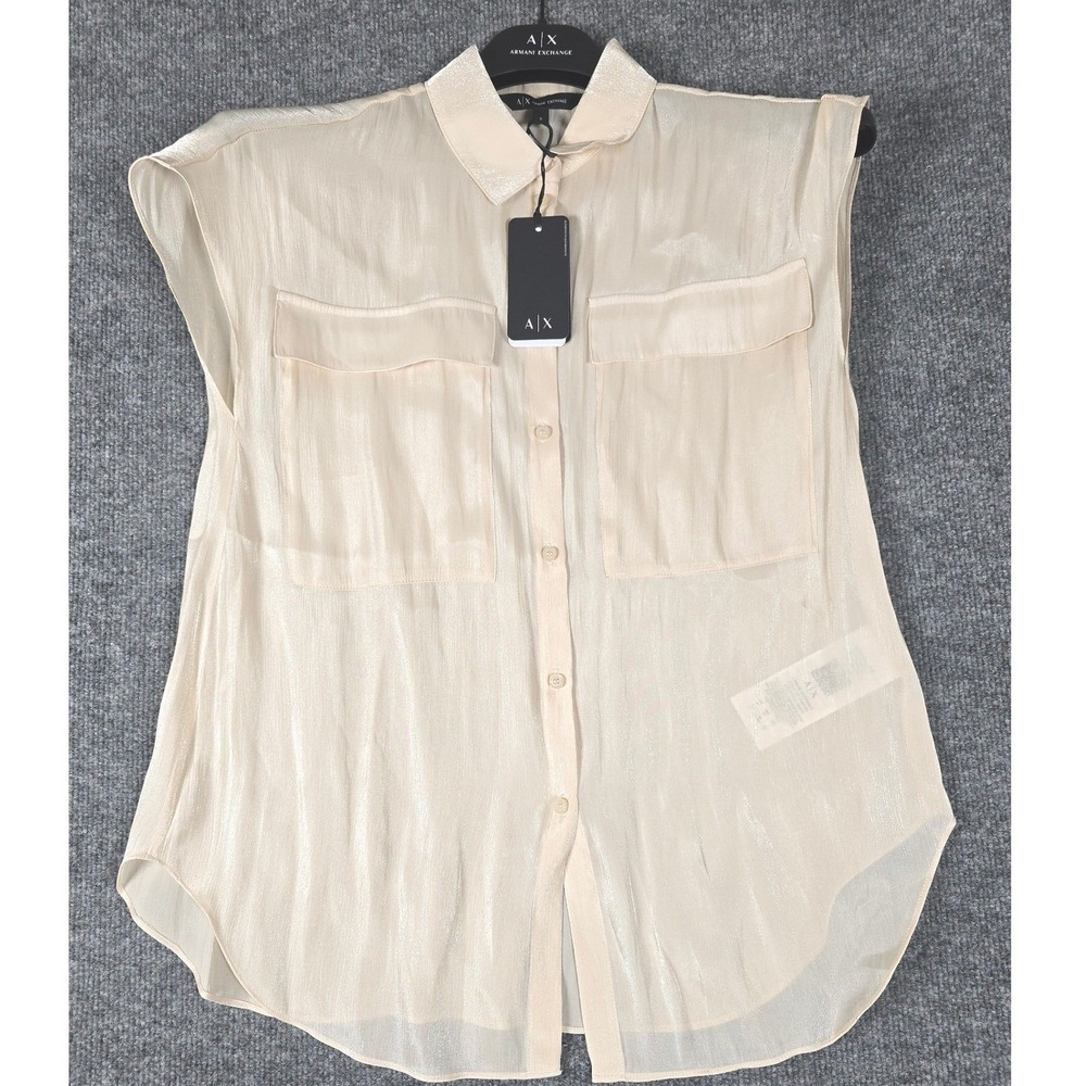 AX Armani Exchange‎ Women's Sheen Sleeveless Shirt Size Small NWT $130 msrp